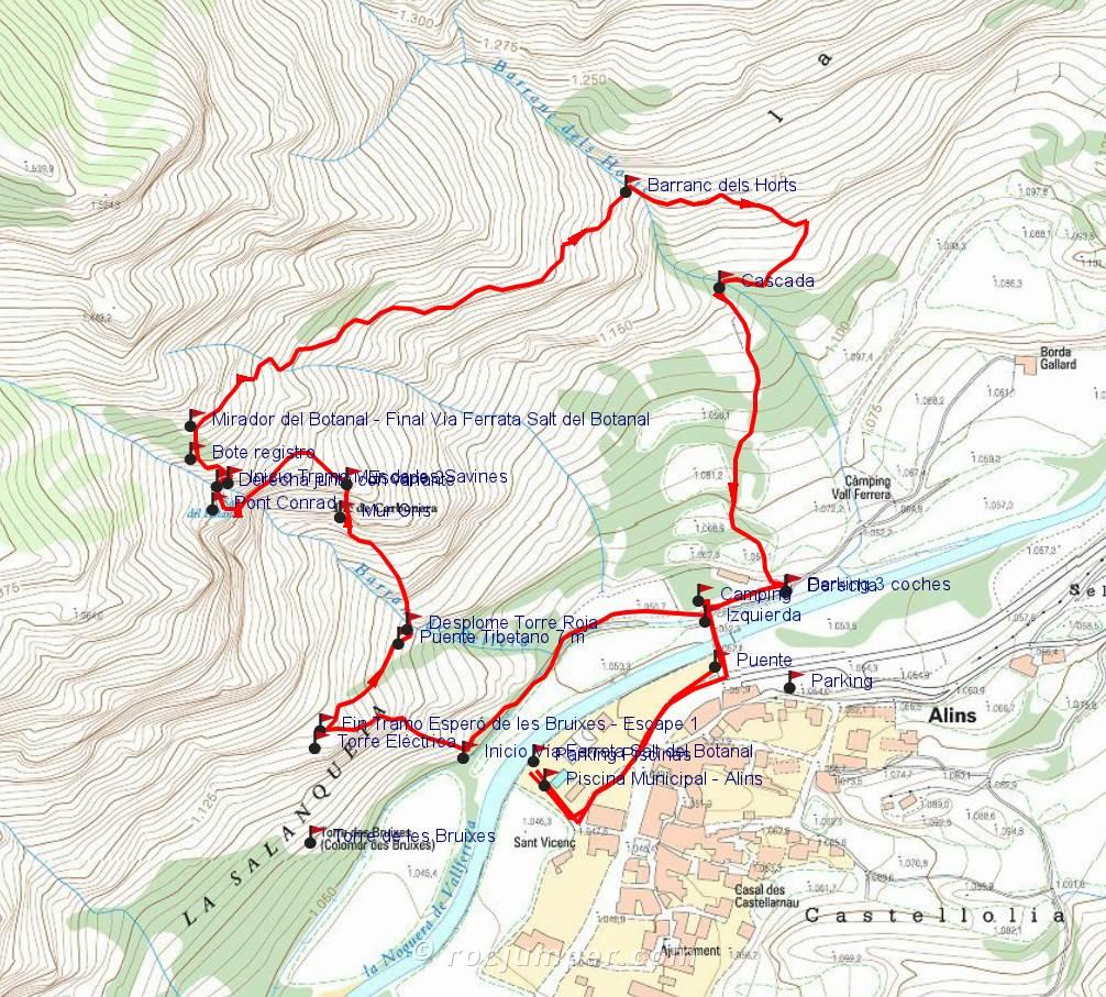 Mapa - Vía Ferrata Salt del Botanal - Alins - RocJumper