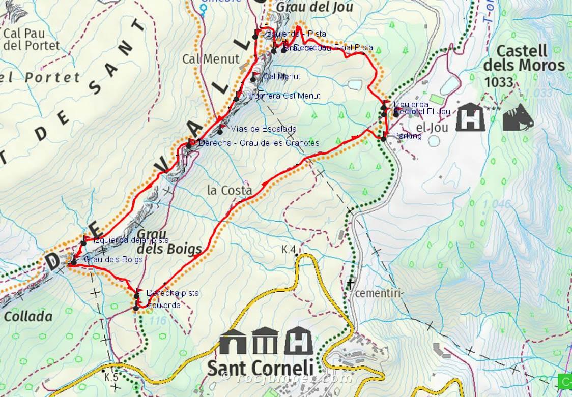 Mapa - Grau de Jou - Grau dels Boigs - Sant Corneli - RocJumper