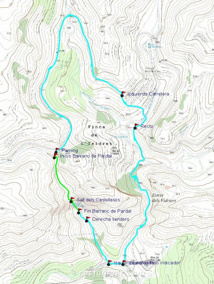 Mapa - Barranc de Padral - Pratdip - RocJumper