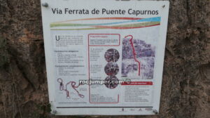 Panel del inicio - Vía Ferrata Puente Capurnos - Chodes - RocJumper