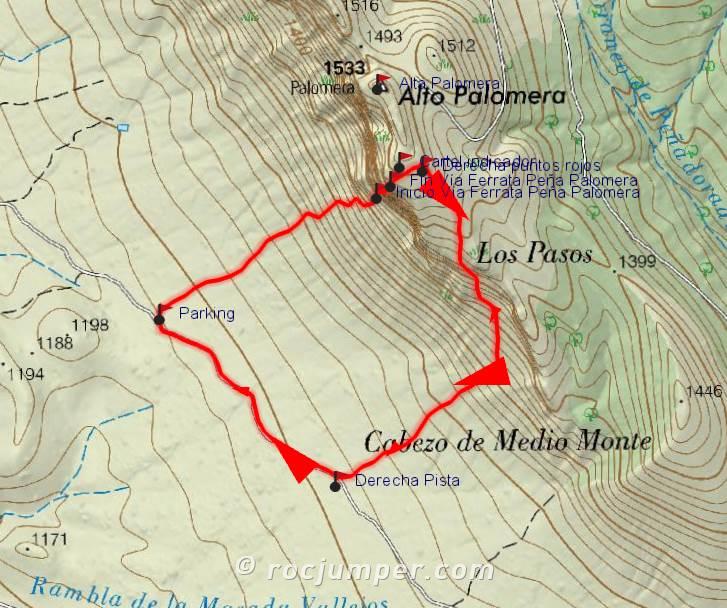 Mapa - Vía Ferrata Peña Palomera - Torremocha de Jiloca - RocJumper