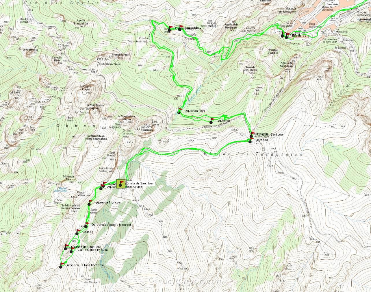 Mapa - Vía La Nina - Miranda de Sant Pere - Montserrat - RocJumper