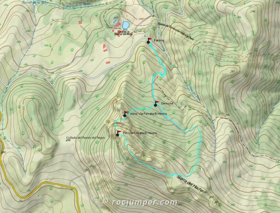 Mapa - Vía Ferrata Sierra de Hacho - Gaucín - RocJumper