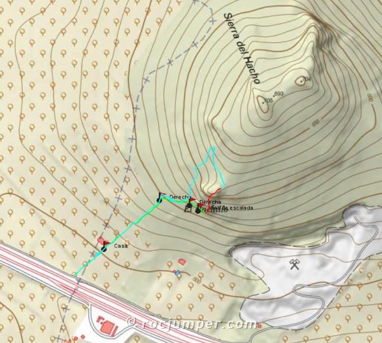 Mapa - Vía Ferrata Monte Hacho - Lora de Estepa - RocJumper
