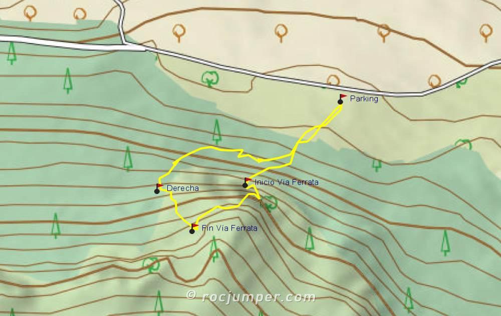 Mapa - Vía Ferrata La Pita o 101 Caños - Villanueva del Trabuco - RocJumper