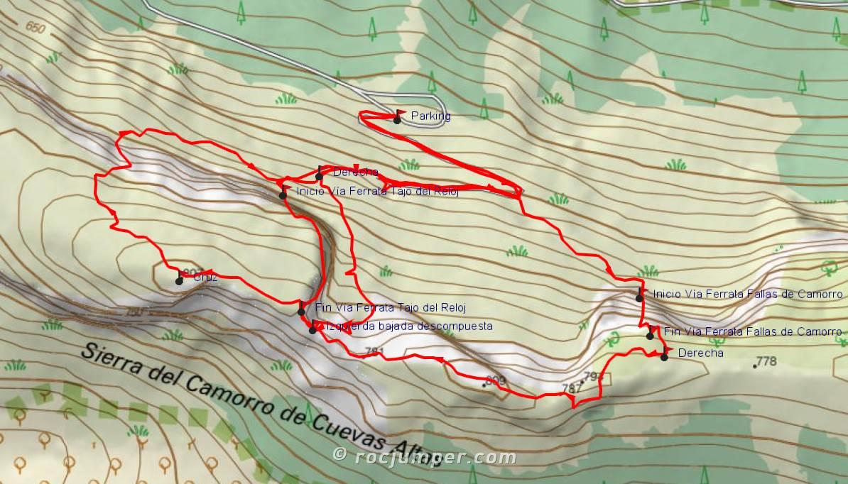 Mapa - Vía Ferrata Tajo del Reloj - Cueva de San Marcos - RocJumper