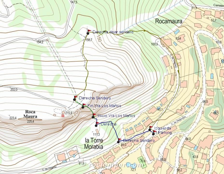 Mapa - Vía del Maño - Roca Maura - Estartit - RocJumper