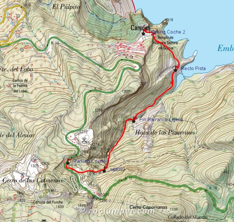 Mapa - Barranco Ligero o Amoladoras - Canales - Granada - RocJumper