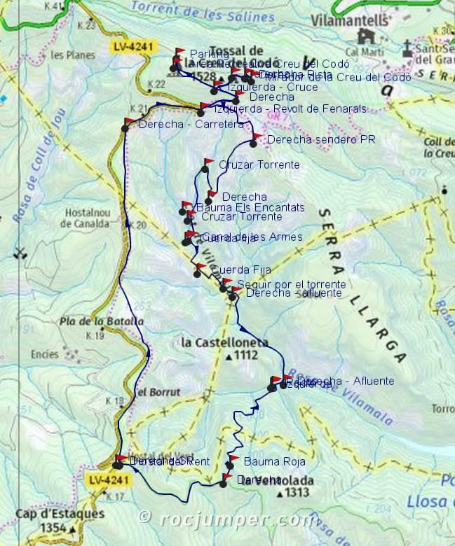 Mapa - Clot de Vilamala - Sant Llorenç de Morunys - RocJumper
