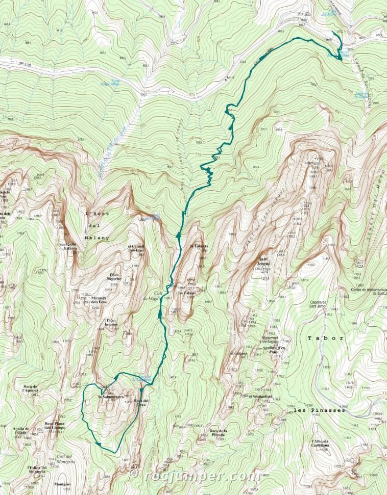 Mapa - Torrent de la Cueva P-Petit - Montserrat - RocJumper