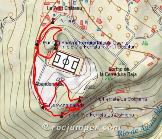Mapa - Vía Ferrata La Colmena + Vía ferrata Infantil Qaryat al-KLantar - Quéntar - RocJumper