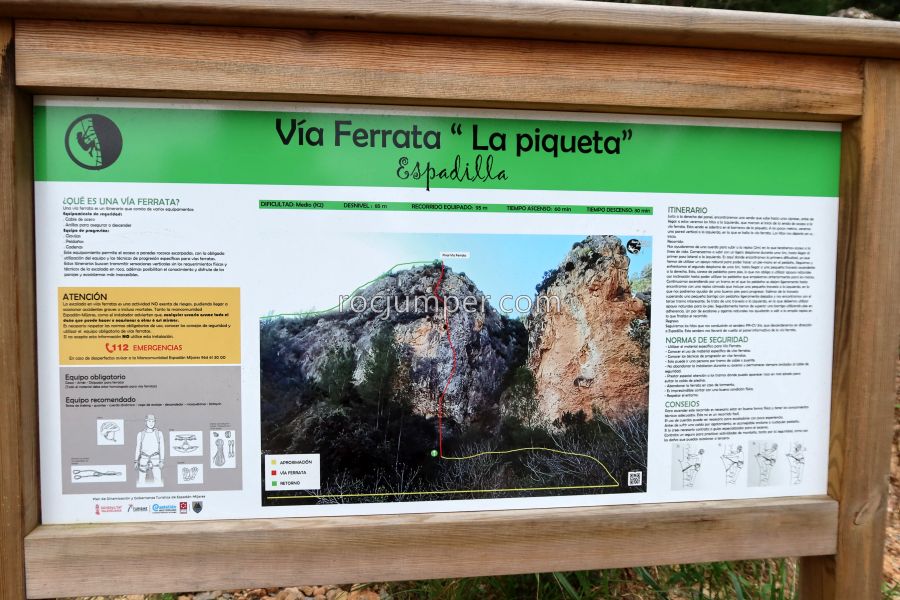 Cartel Vía Ferrata La Piqueta - Espadilla - RocJumper
