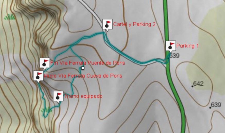 Mapa - Vía Ferrata Cueva de Pons - Argelita - RocJumper
