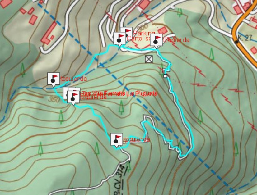 Mapa - Vía Ferrata La Piqueta - Espadilla - RocJumper