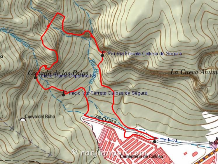 Mapa - Vía Ferrata Callosa de Segura - RocJumper