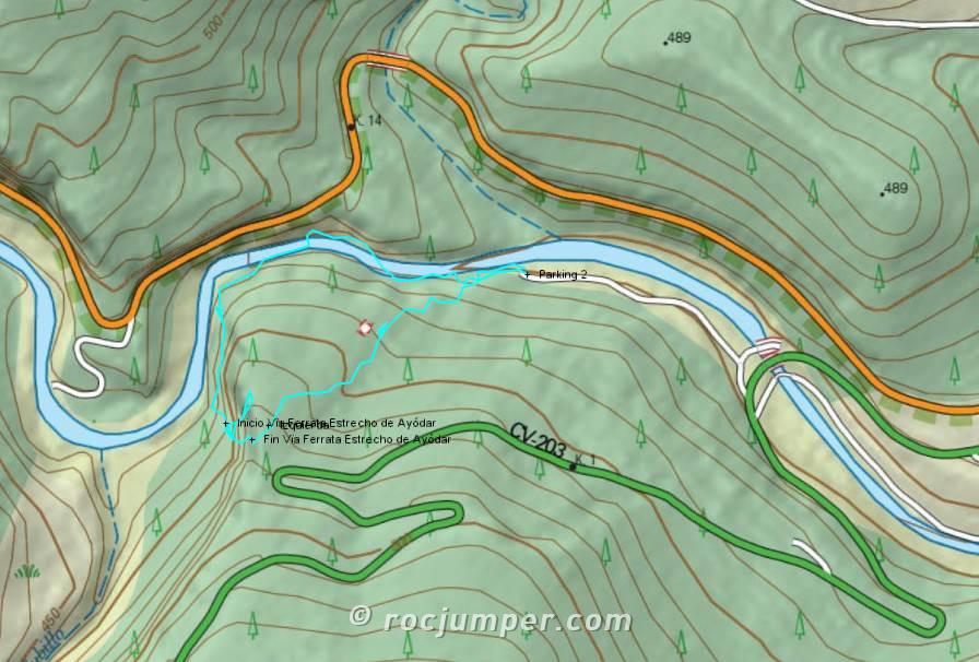 Mapa - Vía Ferrata del Estrecho de Ayódar - RocJumper