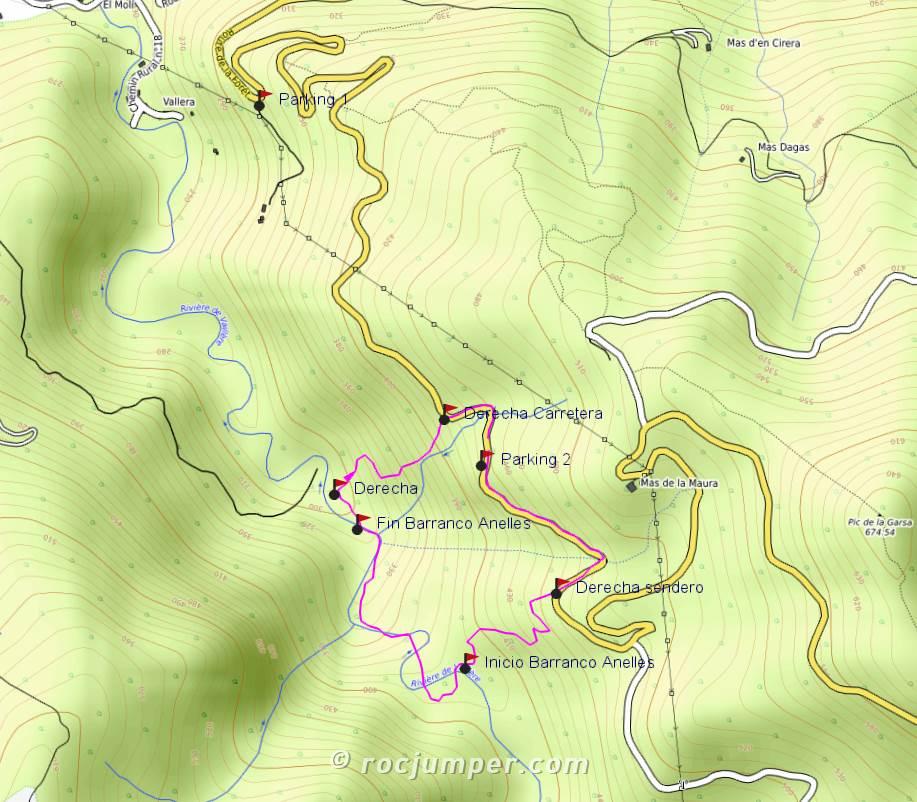 Mapa - Barranc de les Anelles - Céret - RocJumper
