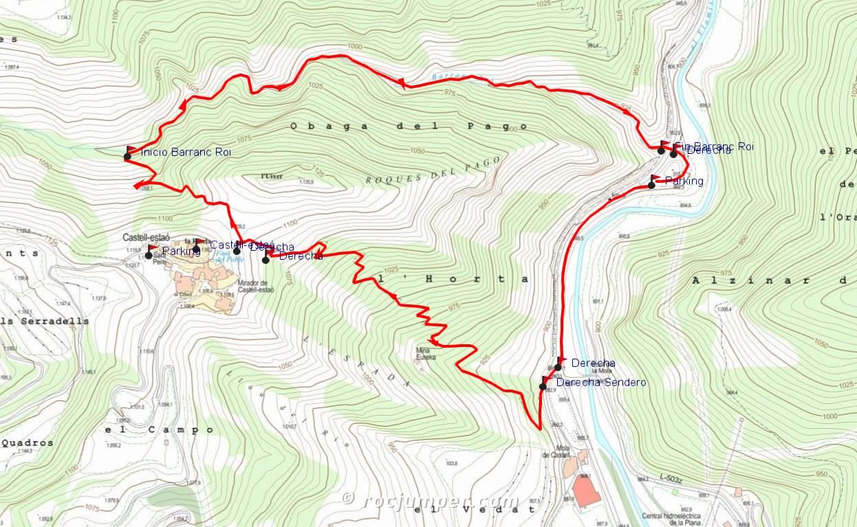Mapa - Barranc Roi - Castell-Estaó - Rocjumper
