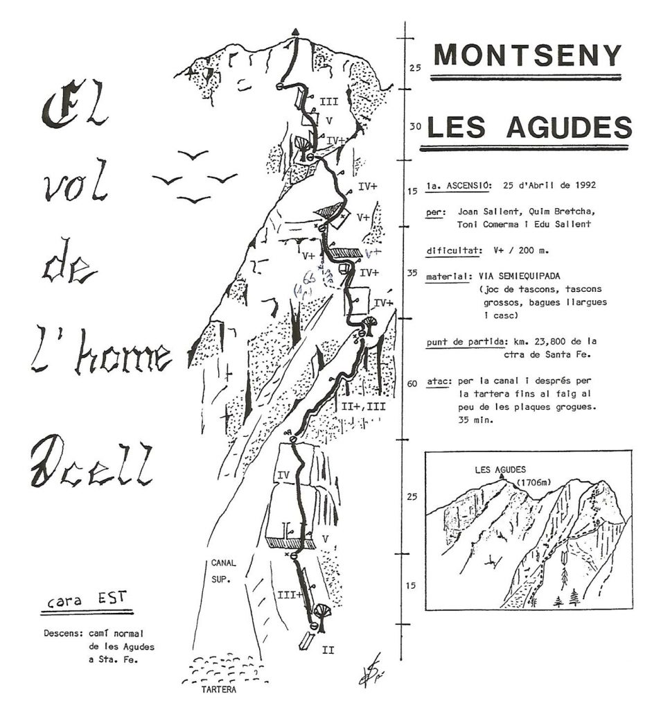 Reseña Original - Vía El Vol de l'Home Ocell - Les Agudes - Montseny - RocJumper