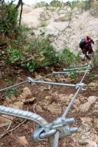 Escalera de cable tramo 2 - Vía Ferrata Lo Pas de la Savina - Estopiñán del Castillo - RocJumper