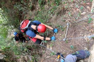 Escalera de cable tramo 2 - Vía Ferrata Lo Pas de la Savina - Estopiñán del Castillo - RocJumper