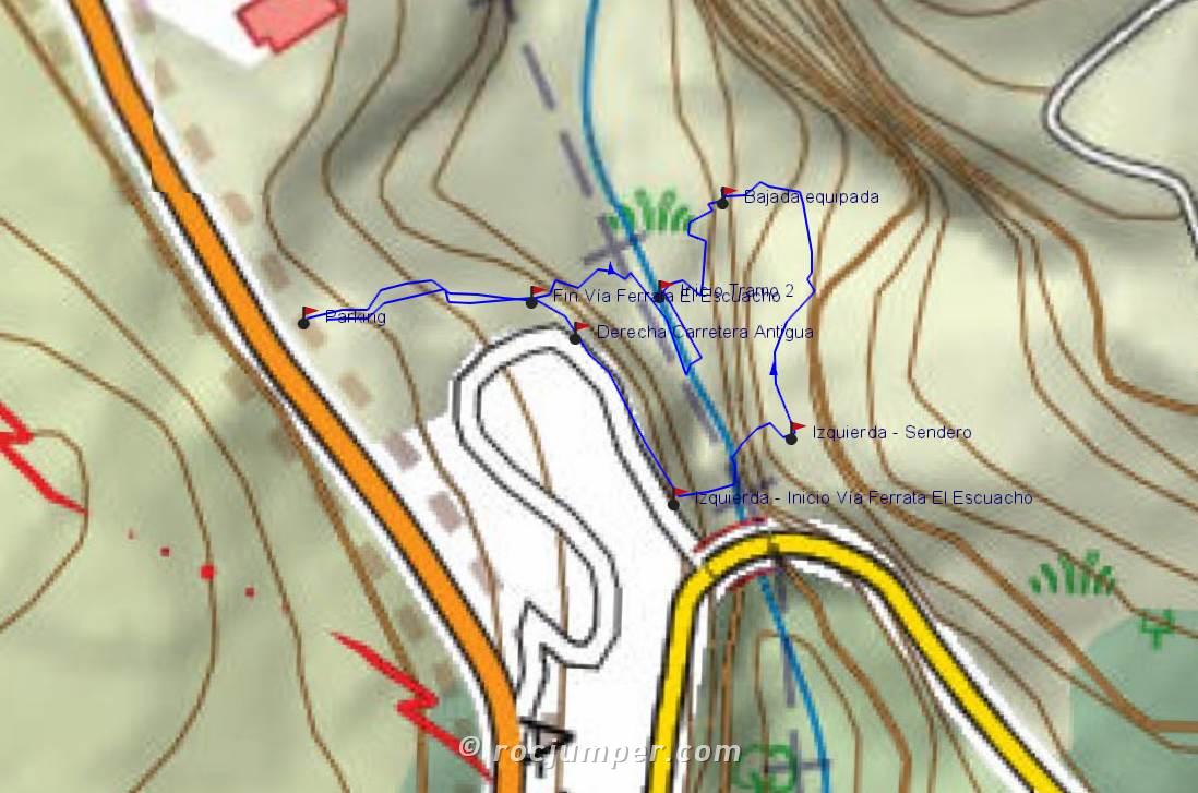 Mapa - Vía Ferrata El Escuacho - Escarrilla - RocJumper