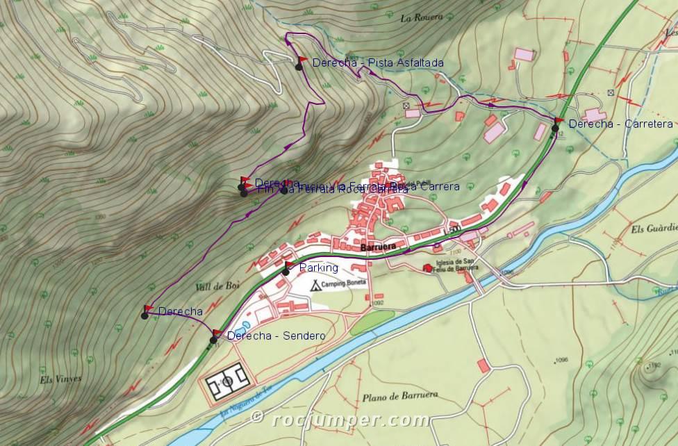 Mapa - Vía Ferrata Roca Carrera - Barruera - RocJumper