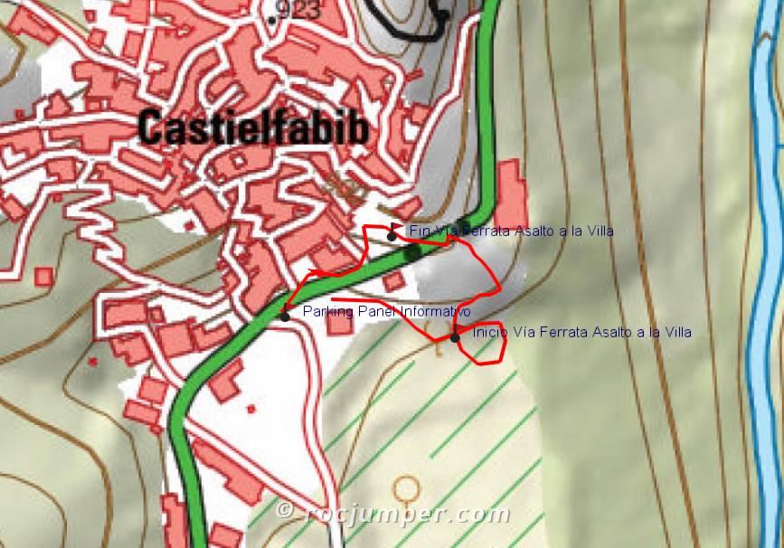 Mapa - Vía Ferrata Asalto a la Villa - Castielfabib - RocJumper