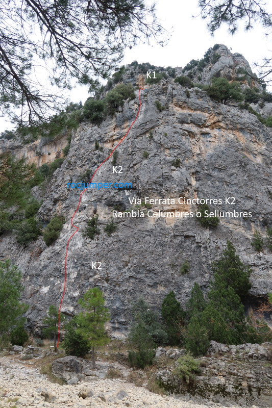 Croquis K2 - Vía Ferrata Cinctorres - Rambla Celumbres - RocJumper
