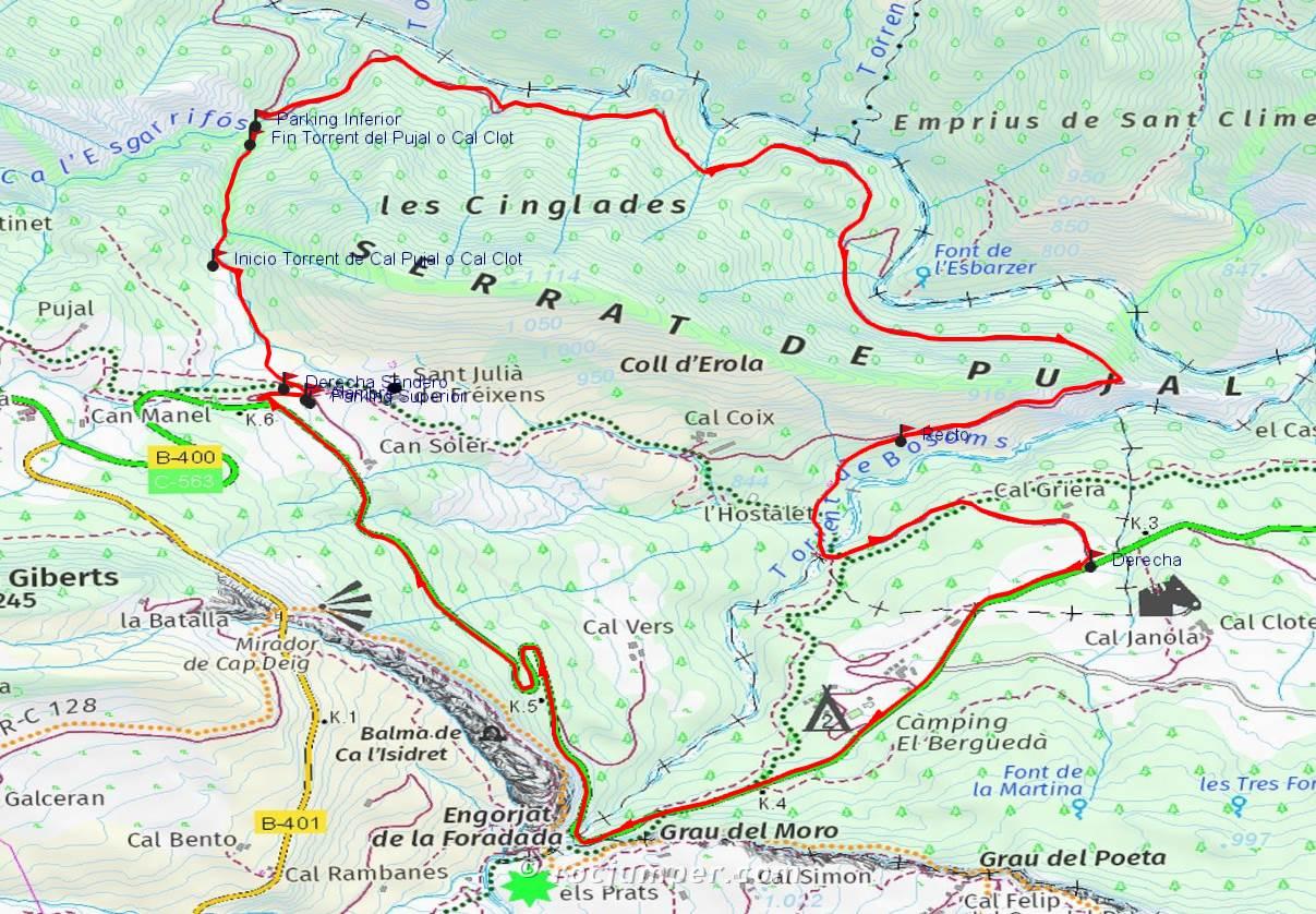 Mapa - Torrent de Pujal o Cal Clot - Vallcebre - RocJumper