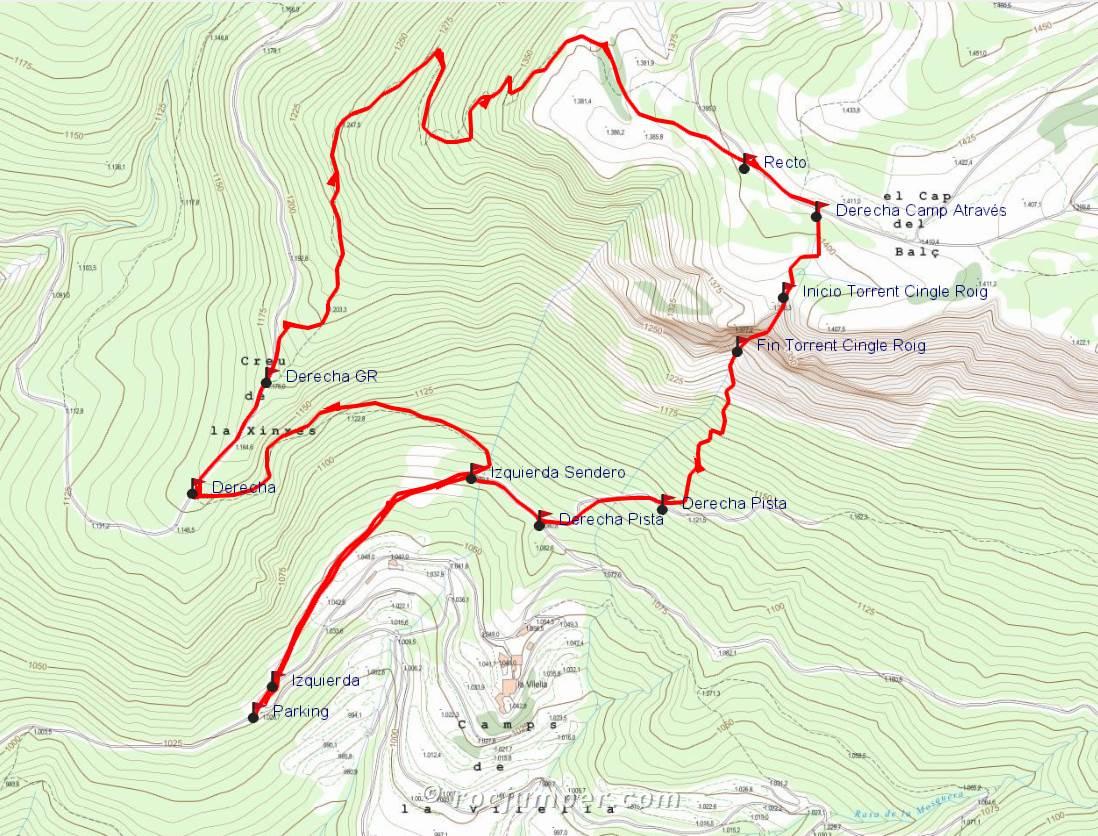 Mapa - Torrent del Cingle Roig o Cap de Balç - Sant Llorenç de Morunys - RocJumper