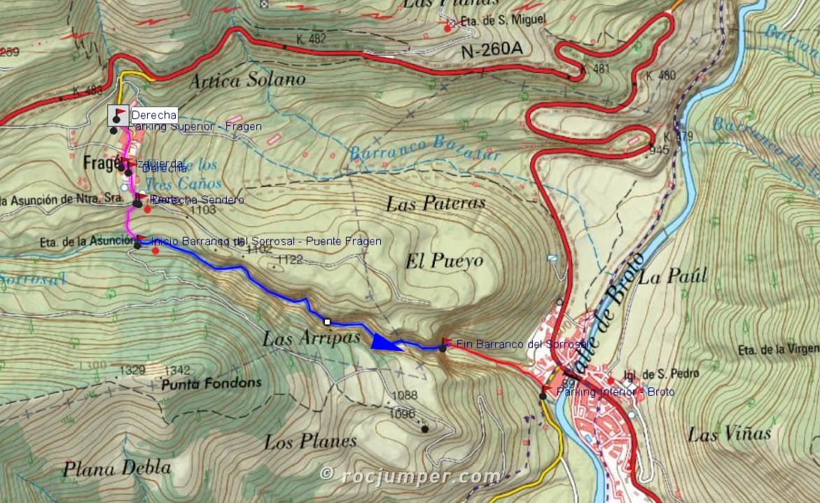 Mapa - Barranco Sorrosal - Broto - RocJumper