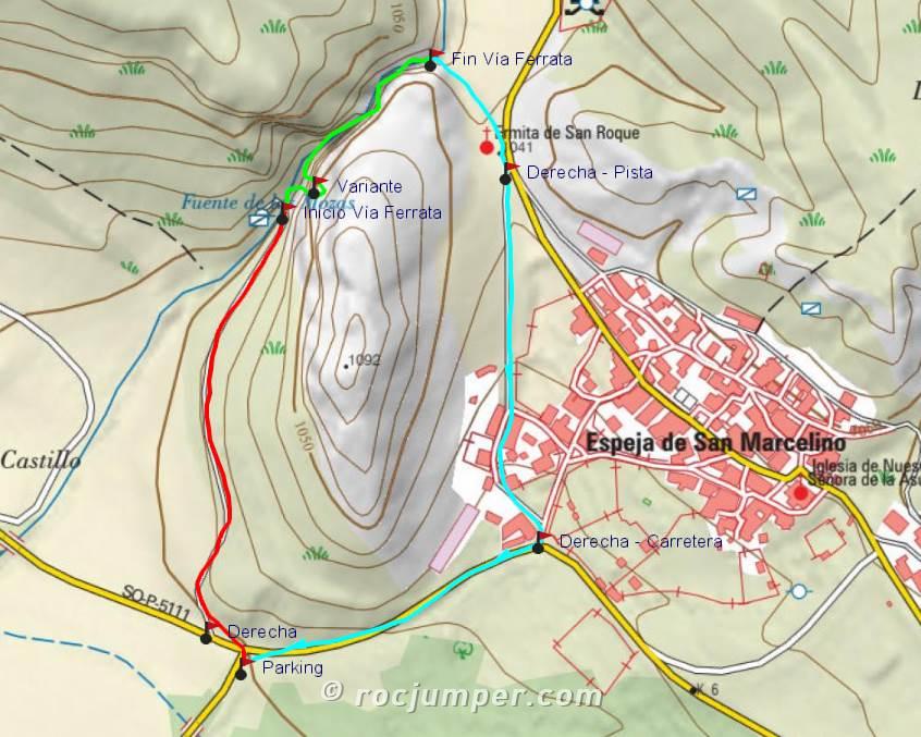 Mapa - Vía Ferrata La Pasarela de Espeja - Espeja de San Marcelino - RocJumper