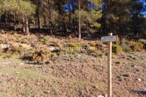 Cartel indicador - Vía Cordata Tajo tello o San Jorge - Villanueva del Trabuco - RocJumper