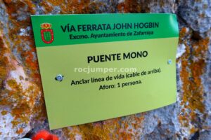 Cartel Puente Mono - Tramo 4 - Vía Ferrata John Hogbin - Zafarraya - RocJumper