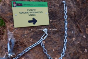 Cartel escape - Tramo 2 - Vía Ferrata La M de Cárdiar - RocJumper