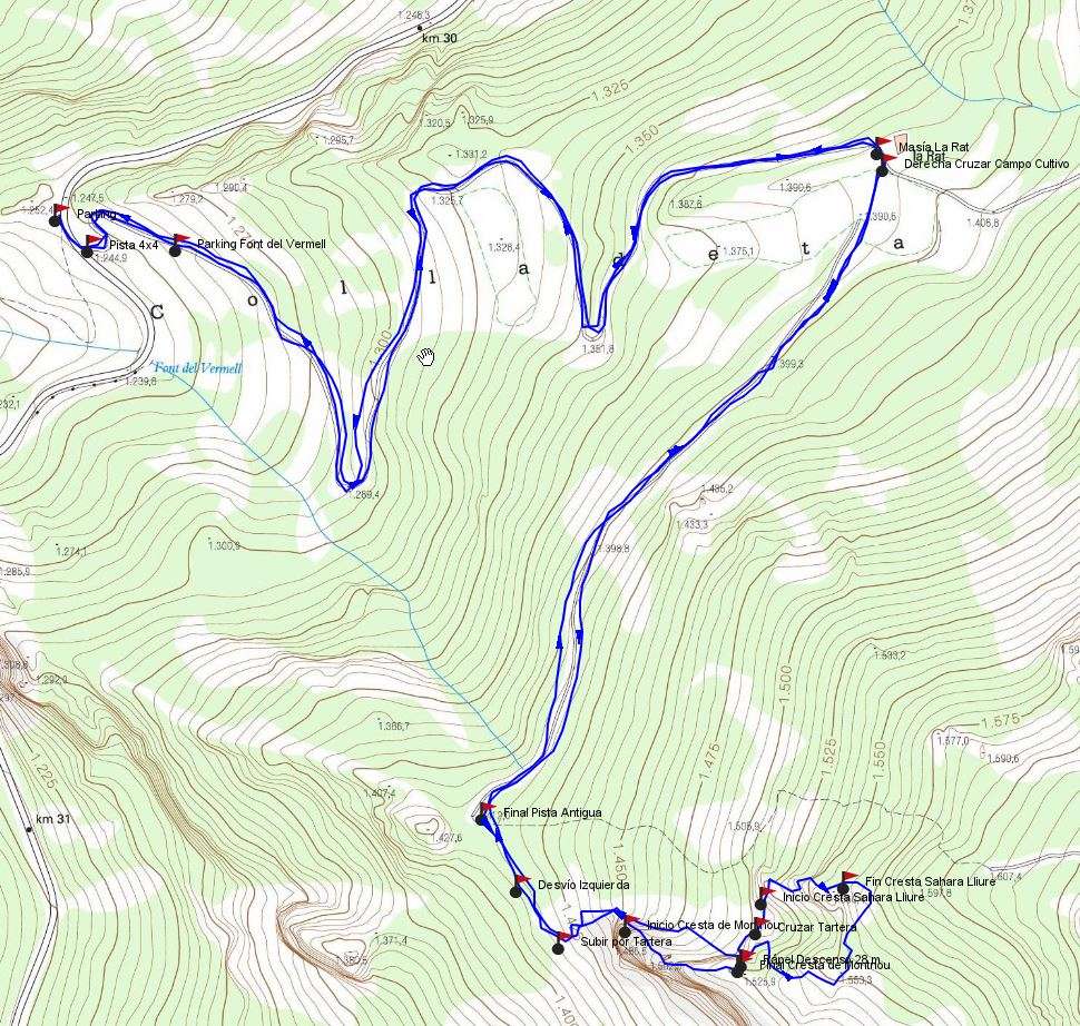 Mapa de Cresta de Montnou y Cresta de Sahara Lliure 