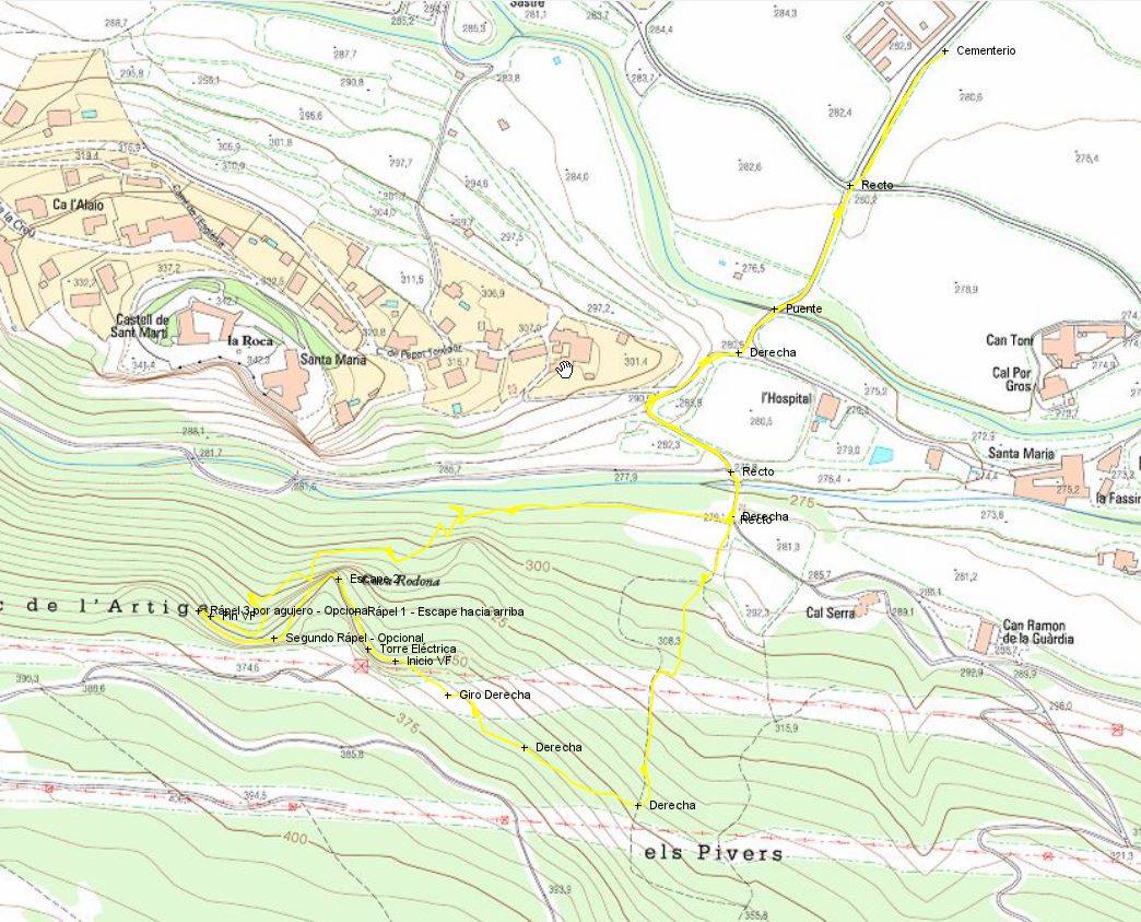 Mapa - Vía Ferrata Sant Martí de Sarroca - RocJumper